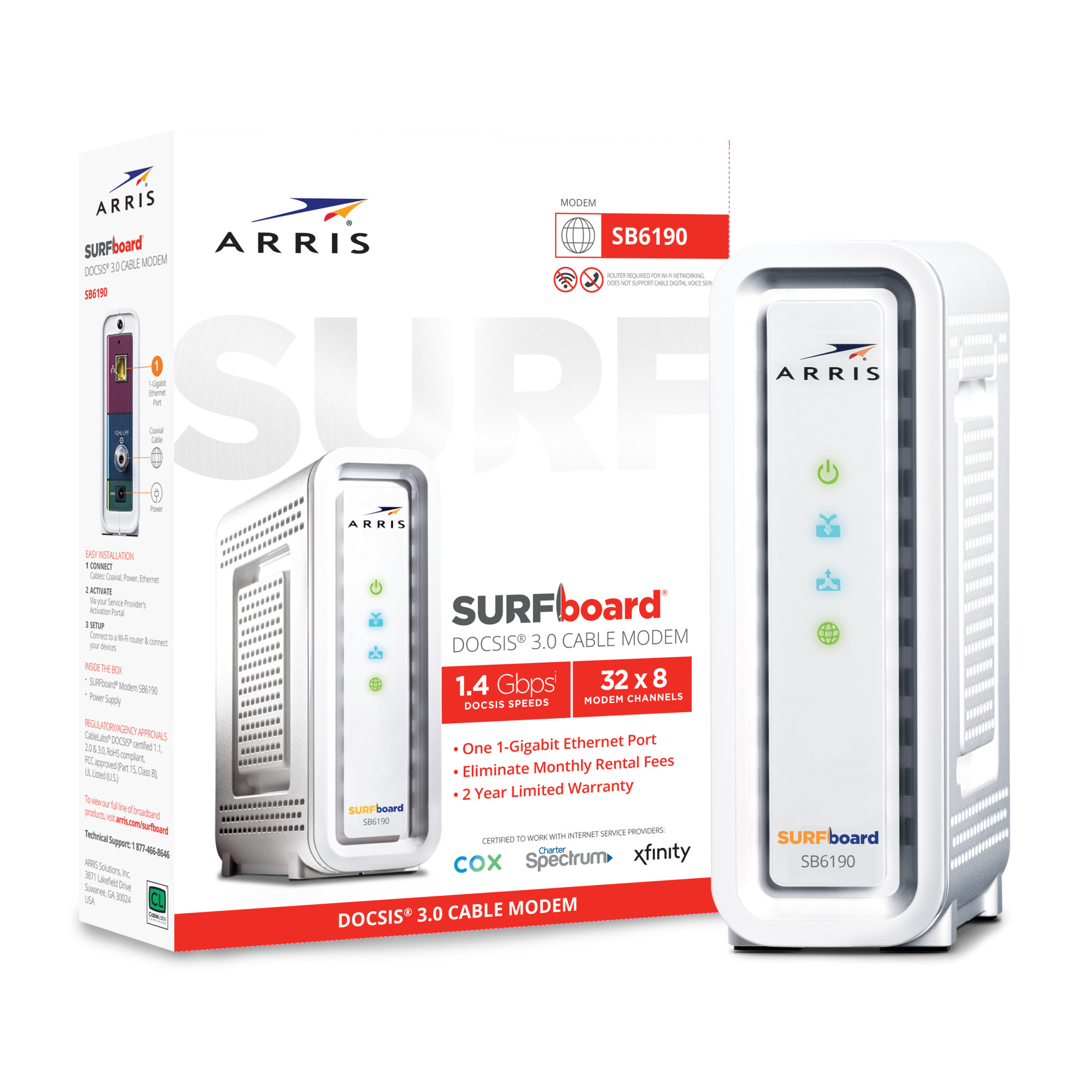 ARRIS Surfboard (32x8) Cable Modem, DOCSIS 3.0 - New Condition - image 3 of 7