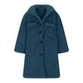 thumbnail image 6 of Mwjwdo Girls Winter Long Coat Thick Warm Sherpa Teddy Jacket Casual Button Down Fleece Overcoat Faux Fur Outwear Navy 120, 6 of 8