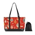thumbnail image 7 of FORMRS Canvas Laptop Tote Bag for Women with 15.6" Computer Compartments Shoulder Handbag, Red Christmas Ornaments Pattern, 7 of 7
