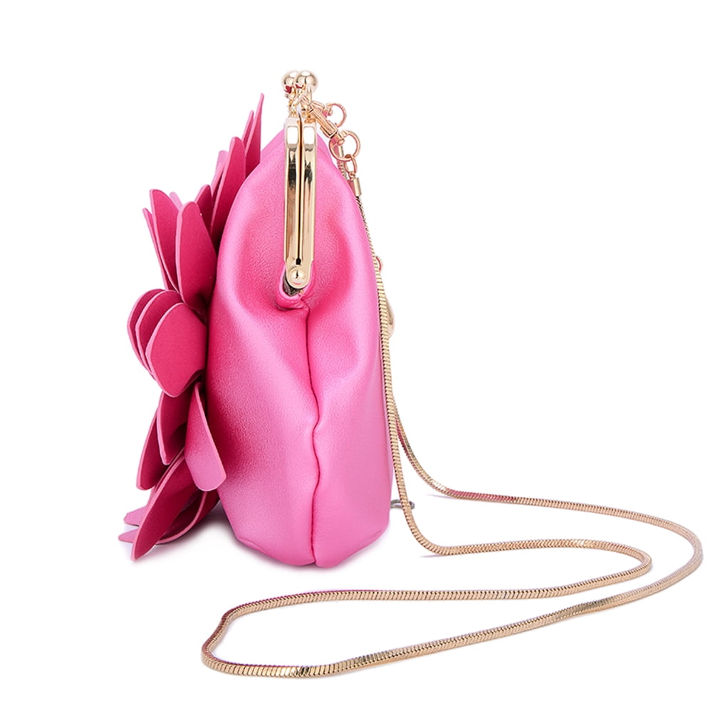 Ruiatoo Women's Evening Clutches Handbags Flower Formal Party Wallets Wedding Purses Wristlets Ethnic Totes Satchel Rose Red
