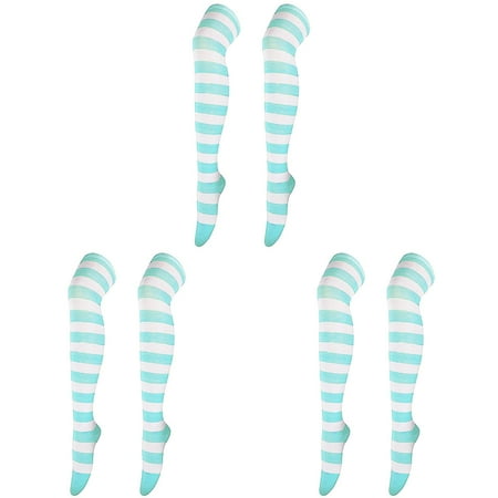 Long Stockings Womens Fishnet Stockings Medium Over Knee Socks Christmas Thigh High Stockings Women Lingerie Socks KneeMint Green (3Packs)
