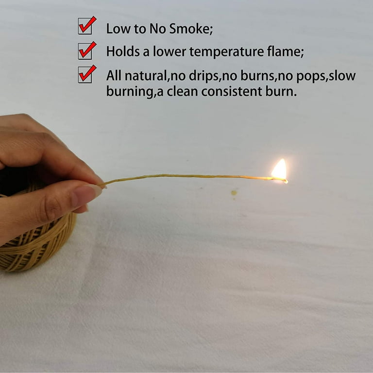 23 Bees 100% Organic Hemp Candle Wick + Wick Sustainer Tabs, 200ft(Thick) x 200pcs