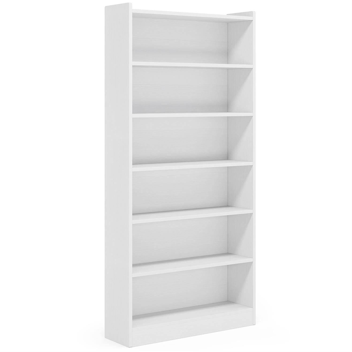Demi Bonn Wood Bookcase, 72" Tall Bookshelf with 6-Tier Open Storage Shelves for Bedroom, Living Room, White