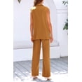 thumbnail image 4 of Conjunto PRETTYGARDEN Chaleco sin Mangas Marrón y Amarillo con Pantalón Palazzo XL, 4 of 7
