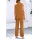 thumbnail image 4 of Conjunto PRETTYGARDEN Chaleco sin Mangas Marrón Amarillo Pantalones Palazzo Talla M, 4 of 7