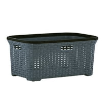 Superio Laundry Basket, Laundry Hamper, 50-liter wicker style basket with cutout handles, to storage dirty clothes, in washroom, or bedroom, grey.