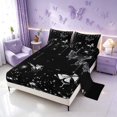 thumbnail image 2 of Homewish Glowing Butterfly Queen Sheets for Girls, Black White Queen Sheet Sets, 4-Piece (1 Flat Sheet, 1 Fitted Sheet and 2 Pillowcases), 2 of 6