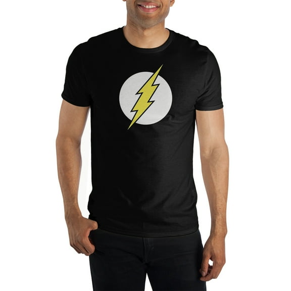 Mens DC Comic Book Superhero Flash Black Graphic Tee-3XL