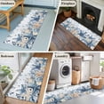 thumbnail image 6 of Ocean Washable Runner Rugs 2'x6', Blue Beige Starfish Shells Plant Leaves Flowers Gradient Low Pile Throw Entryway Rug Non-Slip Sturdy Edge Binding Carpet for Indoor Bedside Entrance Bedside, 6 of 9
