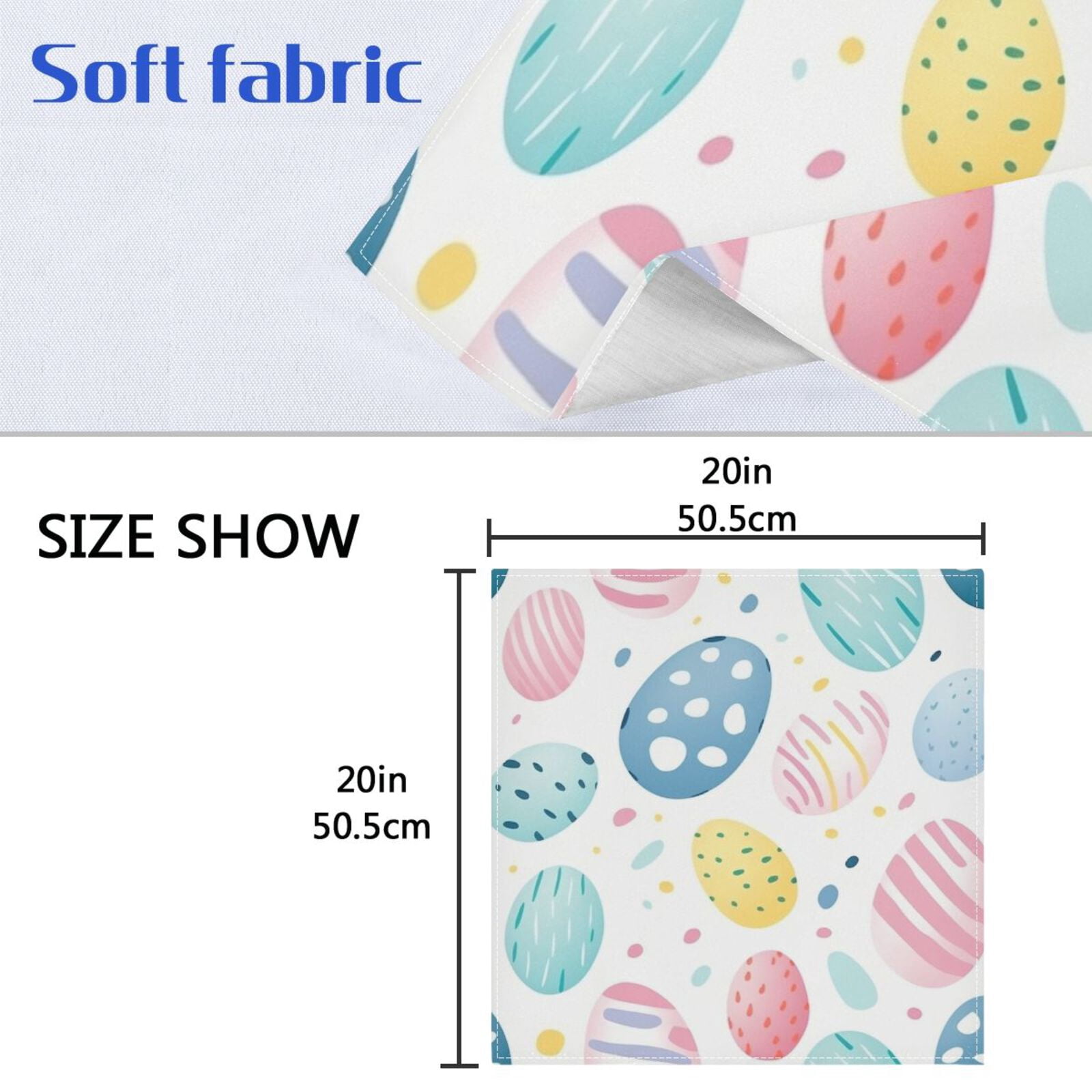 JSTEL Easter Eggs Watercolor Cloth Napkins Set of 6, 20x20 Inch Washable and Reusable Napkin for Decoupage Dinner Party Everyday Use