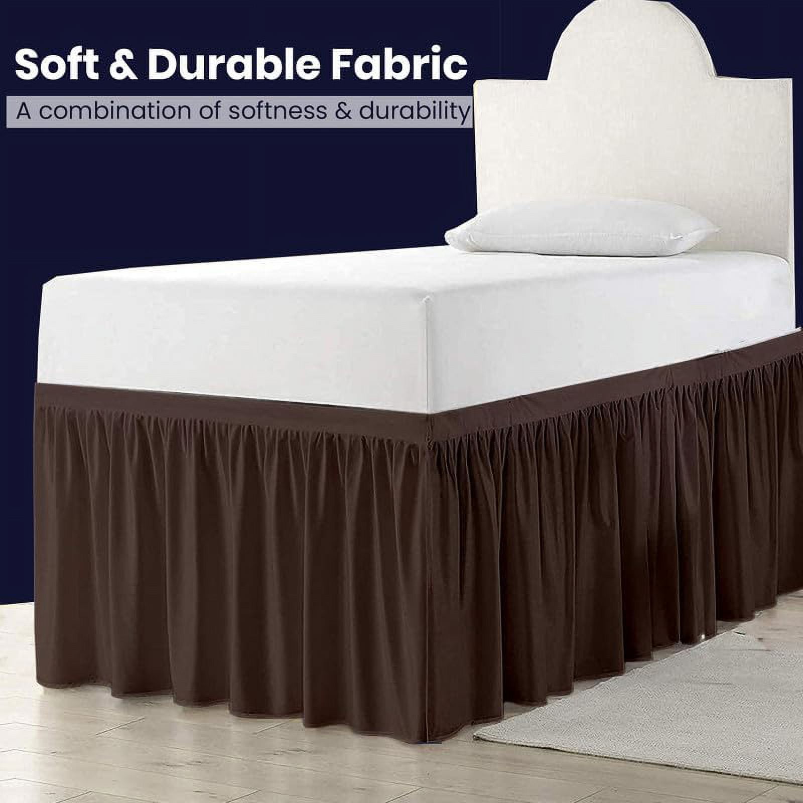 Dorm Bed Skirt Twin XL 42" Drop, College Dorm Room Bed Skirts Easy to Put On Twin XL Size Dust Ruffle Dorm Sized Bed Skirts, 600TC Egyptian Cotton Bed Skirt, (Chocolate, Twin-XL - 42" Drop)