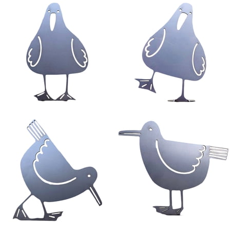 Eyicmarn 4Pcs Metal Bird Silhouette  Bird Art Sculpture for Forest  Lawn  Backyard  Patio  Garden