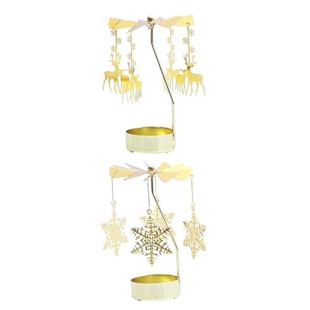 Portavelas Giratorio de 2 Piezas, Candelabro de de Metal, Portavelas de Luz de Té para Festival, Cena, Diseño , Regalo de Decorac , EstiloD BLESIY Portavelas rotatorio
