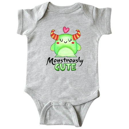 

Inktastic Monstrously Cute Green Monster with Horns and Heart Gift Baby Boy or Baby Girl Bodysuit