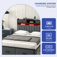 thumbnail image 4 of ModFusion Full Size Modern Upholstered Platform Bed with 6 Storage Drawers & Open Shelves, Iron Wood Bed frame with Charging Station & LED Ligting, No Box Spring Needed, Dark Gray, 4 of 9