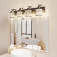 thumbnail image 3 of Huisuilinss Modern Crystal Bathroom Vanity Light,Wall Light Fixtures Over Mirror,Vanity Lighting for Bathroom,Mirror Glass Crystal Bathroom Vanity Lighting Fixtures, Round Shade, 3 of 8