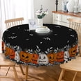thumbnail image 3 of Duangreer 60''Round Halloween Tablecloth, Black Scared Pumpkin Print, Washable Picnic Table Cover for Party, Dining, Indoor and Outdoor, 3 of 6