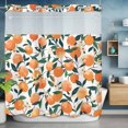 thumbnail image 2 of Oranges Fruit No Hook Shower Curtain with Snap in Liner Green Leaf White Flowers Vintage Farm Plant Waterproof Bathroom Shower Curtain with See Through Top Window for Bathtub 72" x 78", 2 of 9
