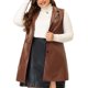thumbnail image 1 of Chalecos de talgrande pamujer, sin mangas, con solapa, casual, chaquetas de PU, chaleco marrón 1X, 1 of 6