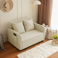 thumbnail image 2 of HestiNysus Modern Linen Loveseat with Pull-Out Sofa Bed, Beige, 2 of 5