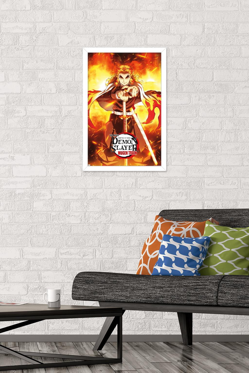 Demon Slayer: Mugen Train - Kyojuro Rengoku One Sheet Wall Poster, 14.725" x 22.375" Framed