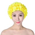 thumbnail image 1 of Gorro de baño con flores en 3D, gorro transpirable para deportes acuáticos, accesorios para piscina (amarillo), 1 of 3