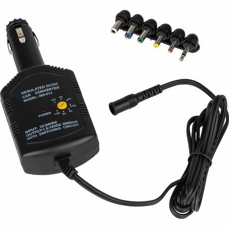 

Parts Express Universal DC to DC Regulated 2A Adapter with Assorted Tips 12-24V Input - Multi-Voltage Output
