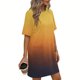 thumbnail image 4 of Mujeres Manga Corta Tops Impresión Casual Cuello Redondo Vendaje Vestido Falda de las Señoras, Vestido de Manga Corta para las Mujeres Primavera Verano Uso Diario, 4 of 6