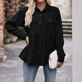 thumbnail image 3 of Womens Casual Loose Button Down Shirts Long Sleeve Solid Color Shirts Casual Pocket Coat Tops Womens Long Thermal Shirts Woman V Neck Tee Summer Tee Shirts for Women Short Sleeves Top And Shirts for, 3 of 5