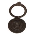 thumbnail image 2 of Heavy Cast Iron Rustic Royal Venetian Lion Head Round Decorative Door Knocker, 2 of 9