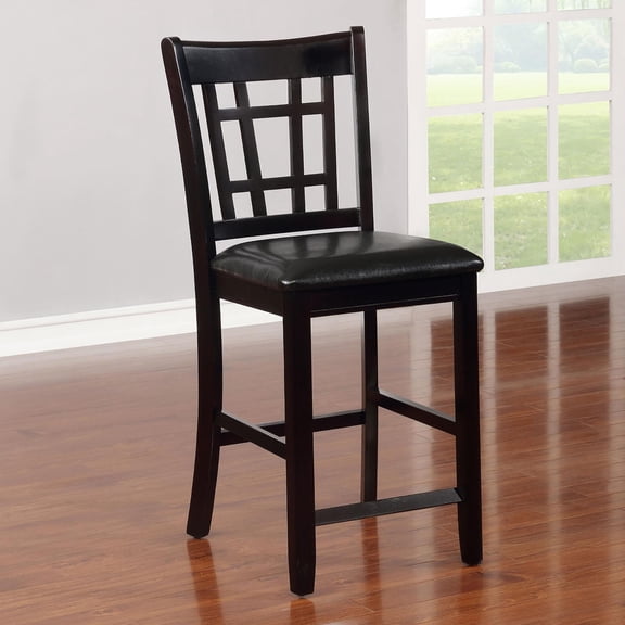 Dining Chairs Black and Espresso Lattice Back Counter Height Stools (Set of 2),Wooden Dining Chairs
