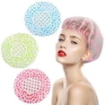 thumbnail image 1 of Bonnets de Douche 6 Packs, Bonnet de Douche Imperméable pour Femmes Réutilisable avec Bande Élastique, Grandes Bonnets en Plastique pour Cheveux Longs Protection Environnementale pour Dames Filles Enfants Spa Salon, 1 of 7