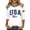 White, variant on Fourth of July Womens Summer Tops 3/4 Sleeve - Fashion Round Neck USA Pride Print Pullover - Lightweight Patriotic Top for Fireworks Show,Navy L