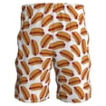 thumbnail image 3 of Men's Shorts Graphic Hot Dog Print Casual Summer with Pockets Sports Walking Travel Elastic Waist Drawstring Beach Running Workout Orange Shorts, 3 of 3