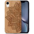 thumbnail image 1 of Case Yard Wooden Case Outside Soft TPU Silicone, Slim Fit Shockproof Wood Protective Phone Cover for Girls Boys Men and Women, Supports Wireless Charging Lotus Flower Design case for iPhone-XR, 1 of 7