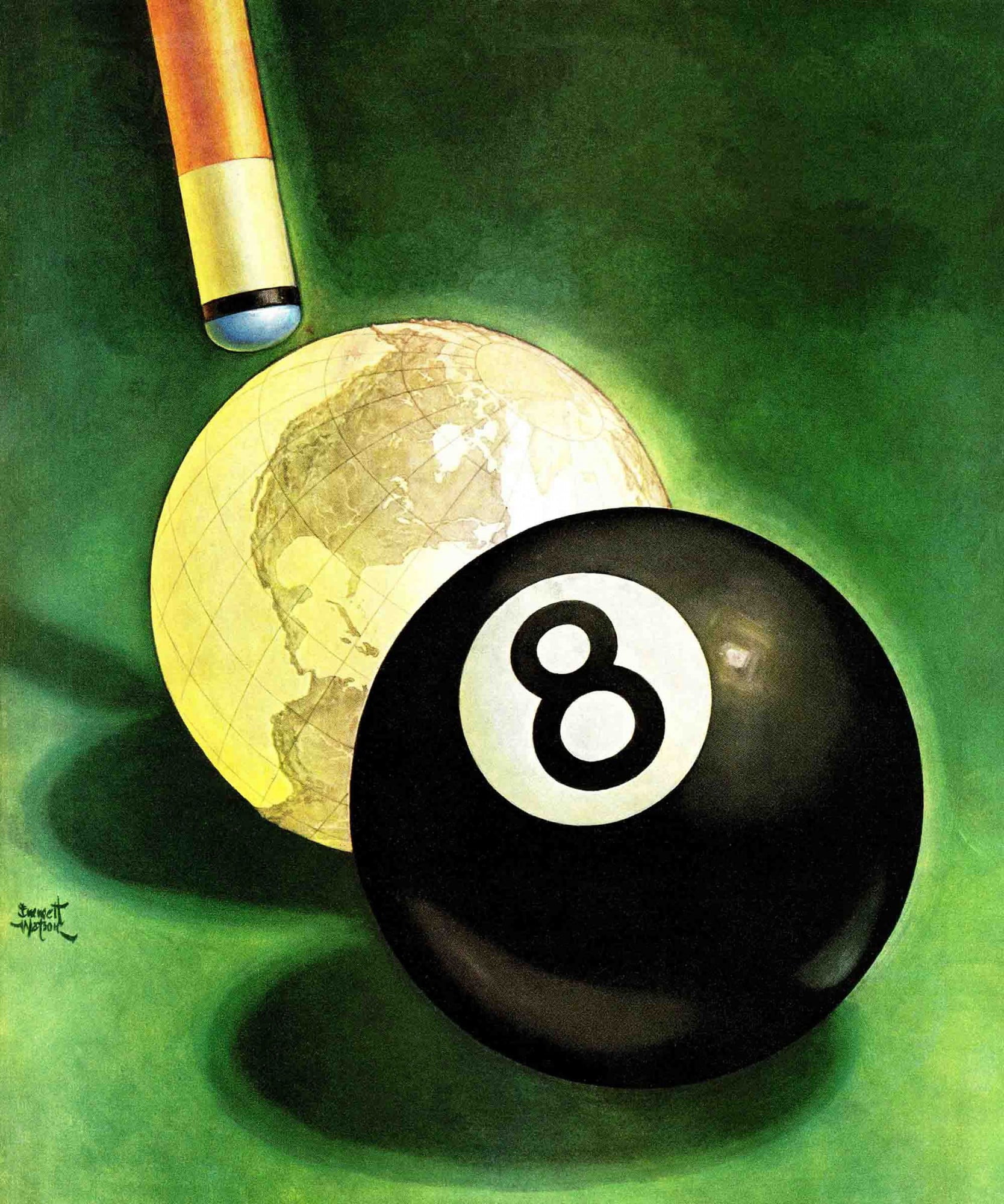 Marmont Hill World as Cue Ball by Emmett Watson Painting Print on Canvas