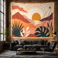 thumbnail image 6 of Golden Sun and Layered Mountains Against Terracotta Clouds, Serene Boho for Nature Lovers, Botanical Landscape Art, Housewarming Gift, Tapestry Wall Hanging for Bedroom and Living Room, 6 of 7