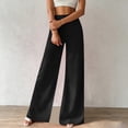 thumbnail image 5 of Women's Solid Color Elastic Waist Casual Sweatpants with Side Pockets Relaxed Fit Pants Joggers Bottoms Soft Comfy Lounge Home Wear Travel Essentials | Aestivo,Black L, 5 of 9