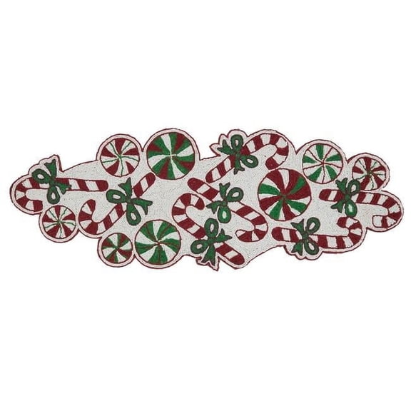 Saro Lifestyle Beaded Candy Cane Table Runner