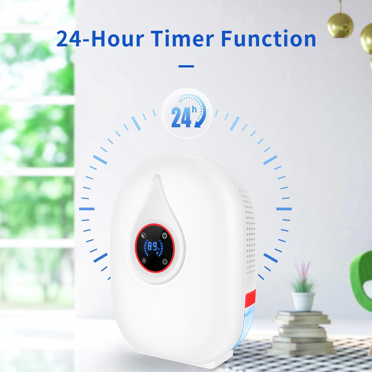 2-Pint Dehumidifier for Room Home with Drain Hose,HopePow Remote Control 24Hrs Timing Humidity Display 1,000 Sq. ft Coverage Area Energy Saving Efficiency Dehumidifier for Bedroom,Small Room,Home,Red