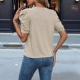thumbnail image 3 of Suéter de Corta Abullonada para Mujer, Tops de y Verano 2025, Conjuntos de Punto, Camisa de Cuello Redondo, Blusas, Color Albaricoque S, 3 of 4