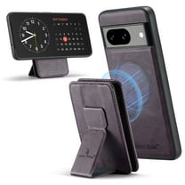 Wallet Case for Google Pixel 8A, Removable Magnetic Back Cover Compatible with MagSafe, Premium PU Leather Slim Shockproof Phone Case with Detachable Card Holder Kickstand,Purple