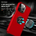 thumbnail image 2 of for iPhone 16e Case with Ring Stand, 360° Rotatable Ring Holder Magnetic Kickstand, 2-Layer Heavy Duty Shockproof Rugged Hybrid Hard PC Soft Rubber Case for iPhone 16e, Red, 2 of 7