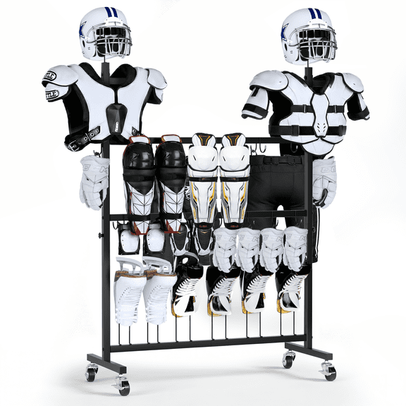 Ztysn Hockey Gear Drying Rack,Multi Purpose Sports Equipment Storage Organizer,Large Metal Display Stand for Lacrosse Hockey Boxing Ski,Black (Patent Protected)