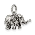 thumbnail image 5 of 925 Sterling Silver Solid Oxidized Elephant Charm 19x20mm Wide Pendant Necklace for Women, 5 of 5