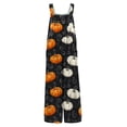 thumbnail image 4 of Women's Halloween Jumpsuits Spiderweb Witch Hat Halter Backless Horror Rompers Bat Castle Sleeveless Funny Overalls, L, 4 of 5