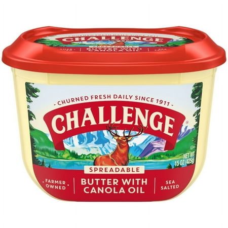Challenge Butter, Sea Salted, Spreadable Butter with Canola Oil 15 oz Tub