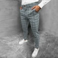 thumbnail image 5 of Male All Matching Versatile Casual Plaid Button Slim Leggings Pants Sports Shopping Fashion Suit Trousers Gray XXL, 5 of 8
