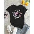 thumbnail image 2 of Chic Gradient 'I Love You' Graphic Tee for Women - Casual Crew Neck Short Sleeve, Stretchy Polyester Blend, Machine Washable - Perfect Summer Top, 2 of 6