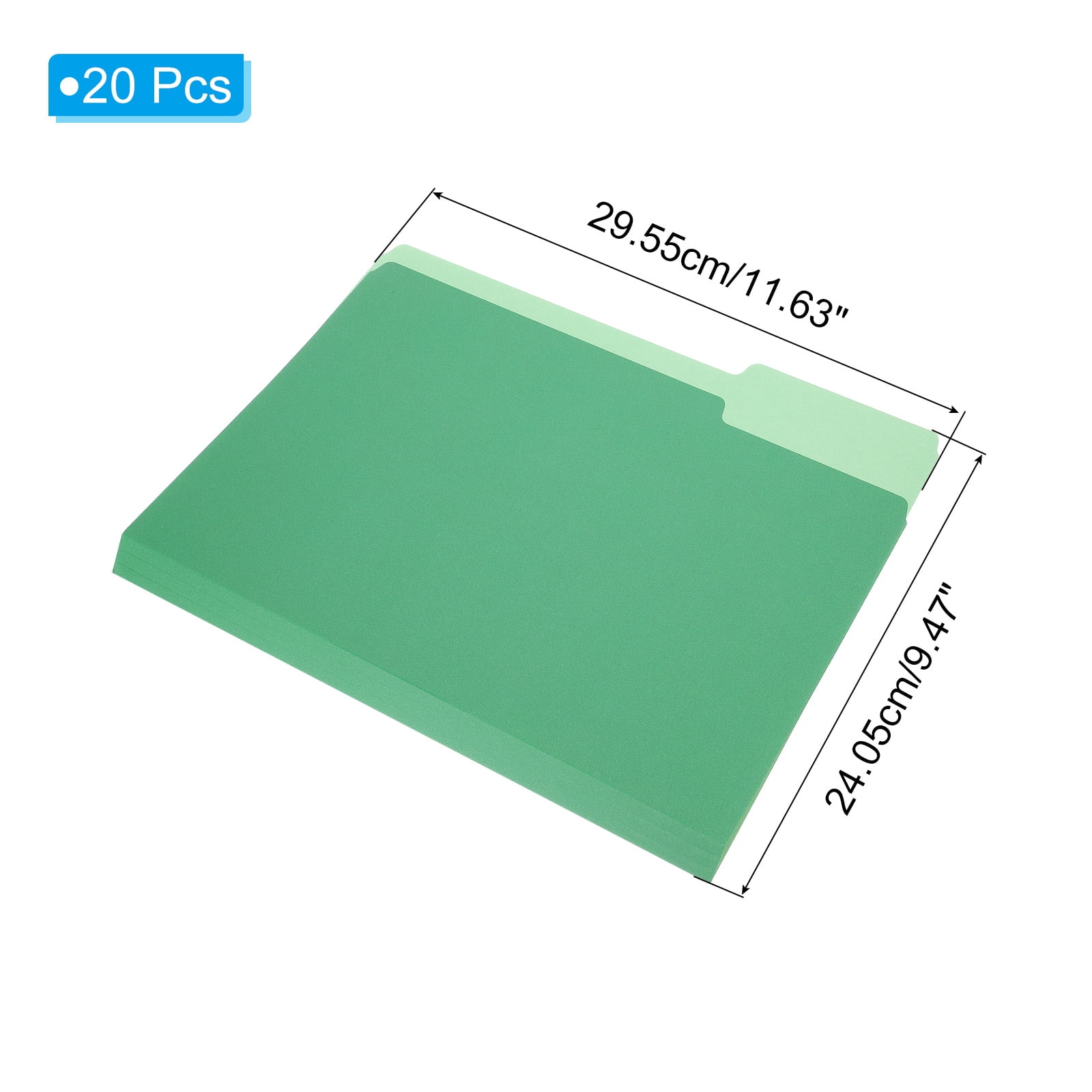 20pcs File Folders, Manila File Folders 1/3 Cut File Folders Letter Size for Classroom Home Office, Green